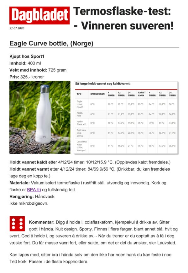 Eagle Products Termoflaske "Curve" - Hvit matt Testvinner!-67998