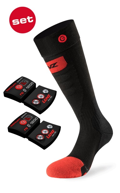 Lenz heat sock 5.0 toe cap slim fit +lithium pack rcB 1200 - Komplett sett med sokker, batterier og lader str 35/38-10506