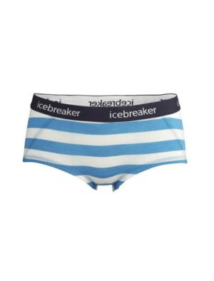 Icebreaker Womens Sprite Hot Pants Stripe Cyan/Snow/Panther