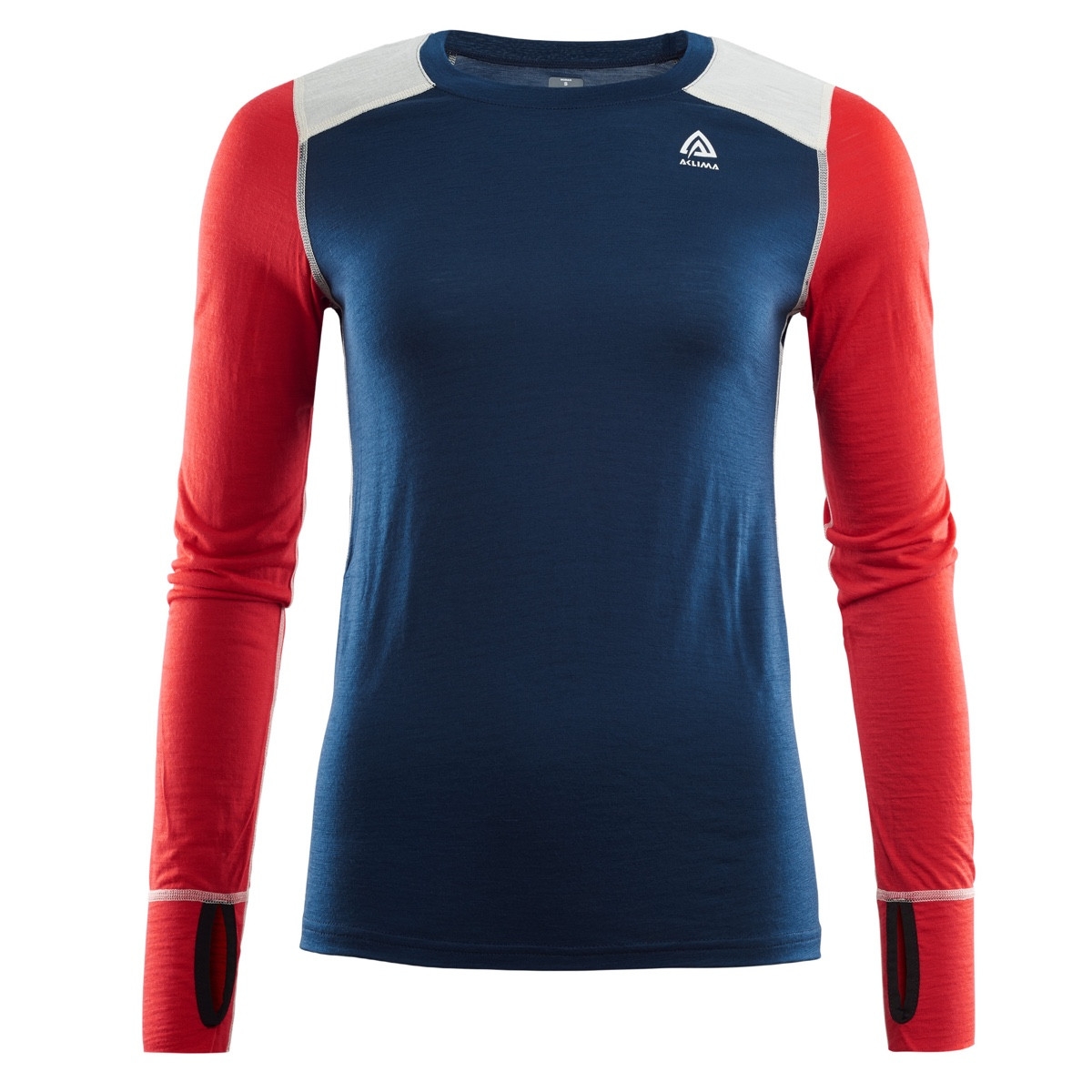 Aclima LightWool Crew Neck Herre (Insigne Blue/High Risk Red/Nature)-0