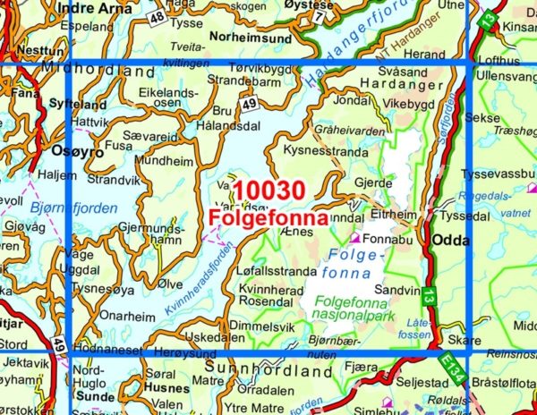 Norge-serien FOLGEFONNA 1:50 000-54511