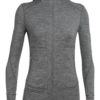 Icebreaker Women's Quantum II LS Zip Hood Gritstone HTHR-0