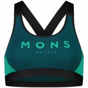 Mons Royale Stella X-Back Bra Womens Evergreen / Pop Green