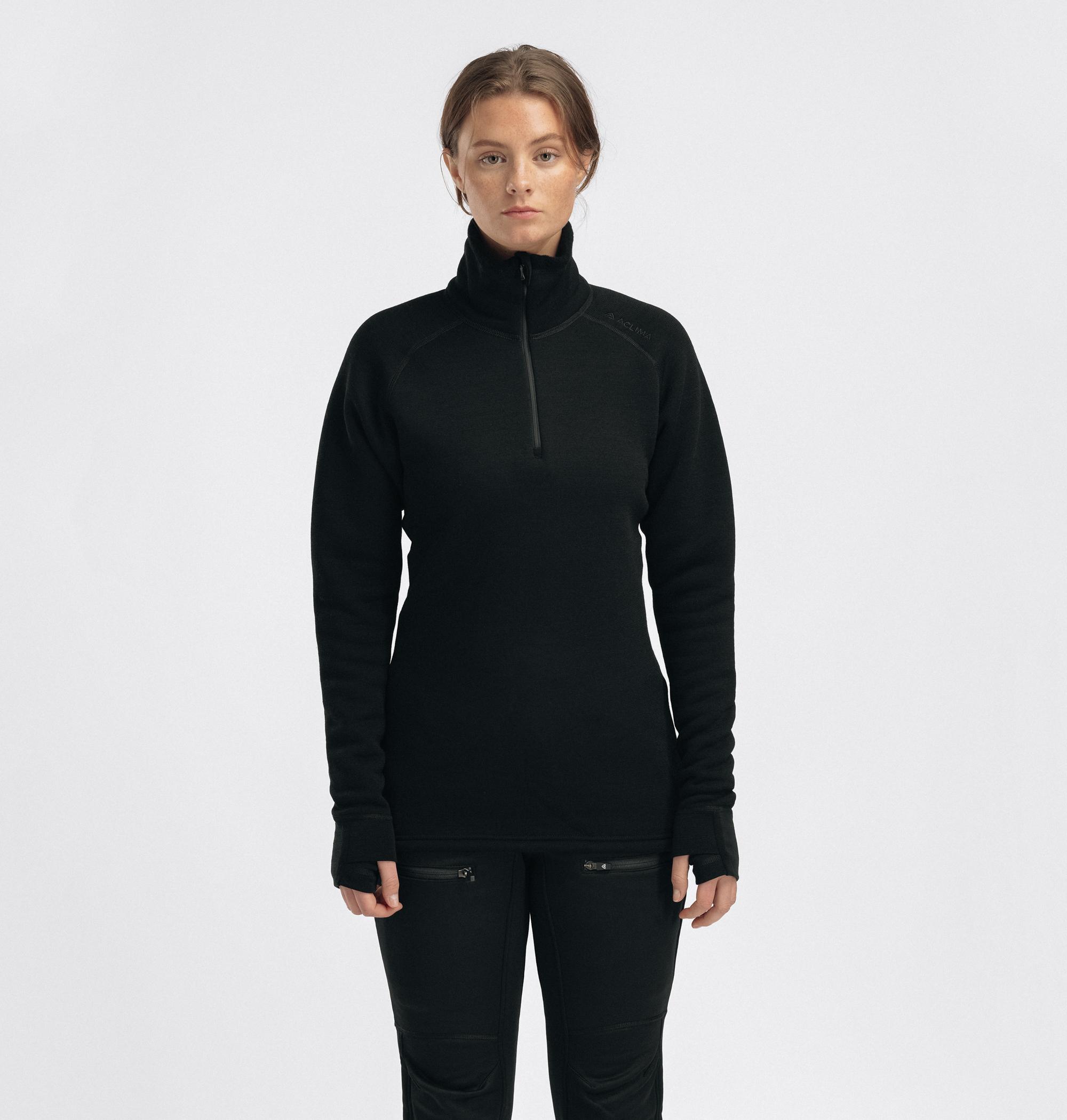 Aclima Aclima Fleecewool V2 Polo w-Zip Womens Jet Black 110750 Platou Sport 1