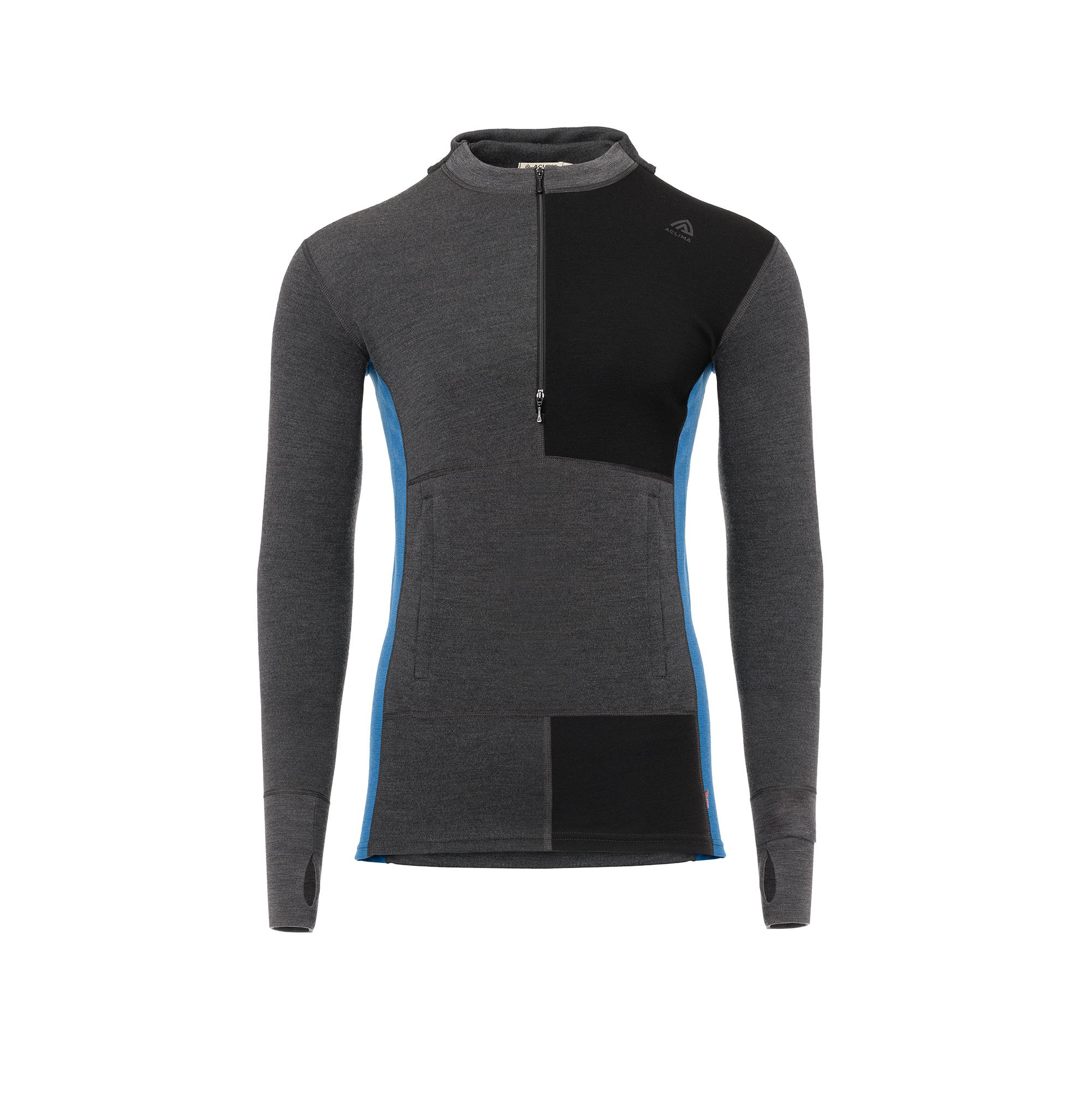 Aclima Aclima Warmwool Hoodsweater w-Zip Mens Marengo-Jet Black-Corsair 104035 Platou Sport 1