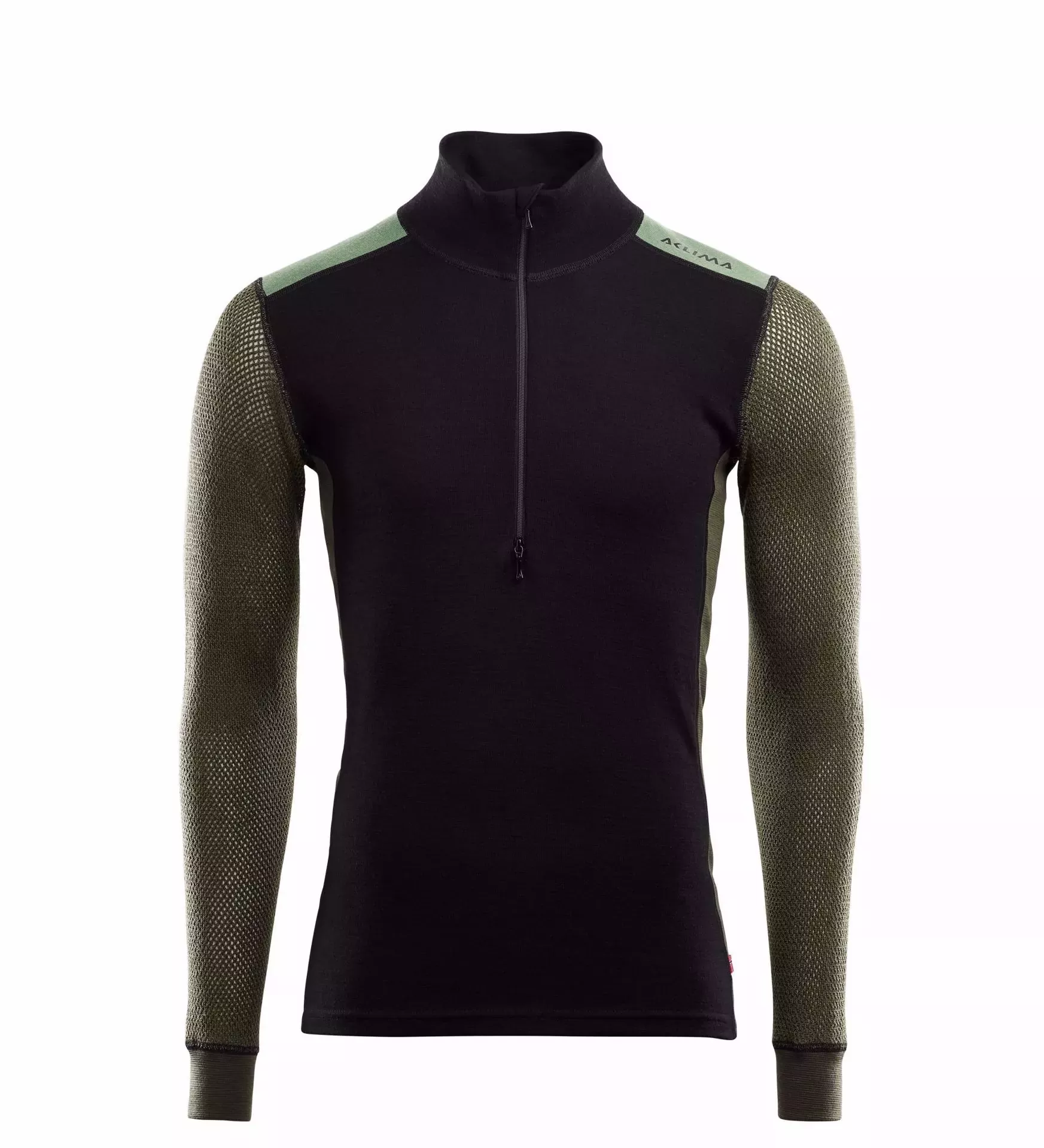 Aclima Aclima WoolNet Hybrid Mockneck Mens Jet Black-Olive Night-Dill 103279 Platou Sport 1