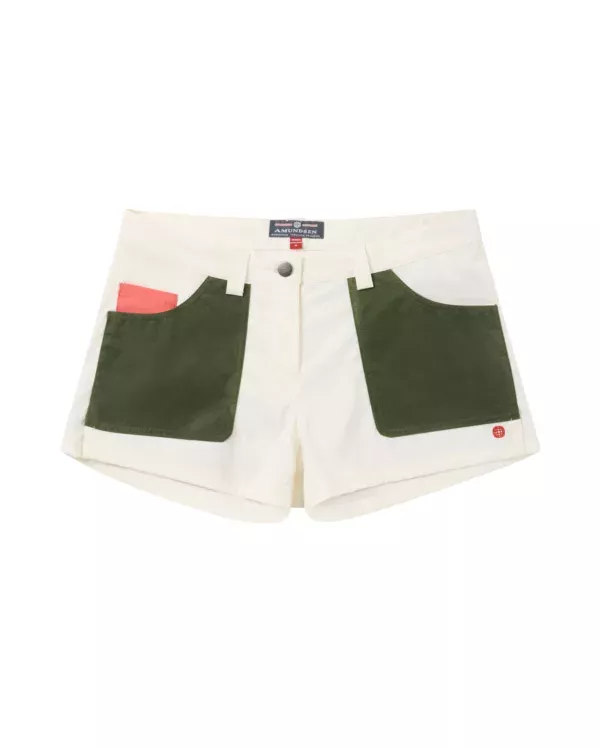 Amundsen Sports Amundsen 3incher Field Shorts Womens Offwhite-Green WSS80.1.012 Platou Sport 1