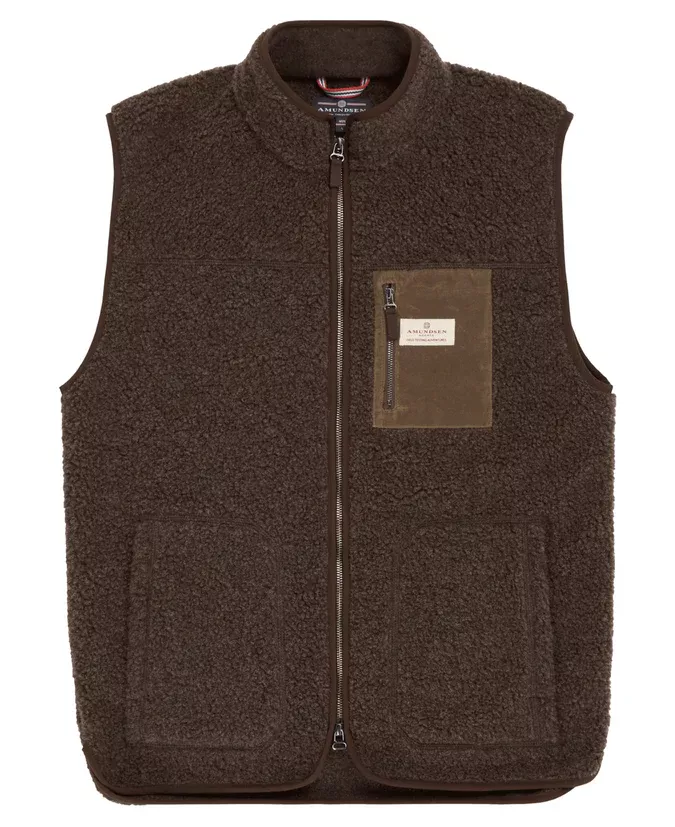 Amundsen Sports Amundsen Heroes Wool Fleece Vest Mens Cowboy MVE11.2.630 Platou Sport 1