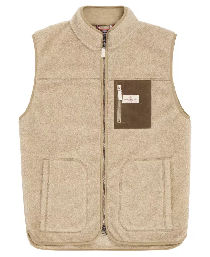 Amundsen Sports Amundsen Heroes Wool Fleece Vest Mens Natural MVE11.2.610 Platou Sport 1