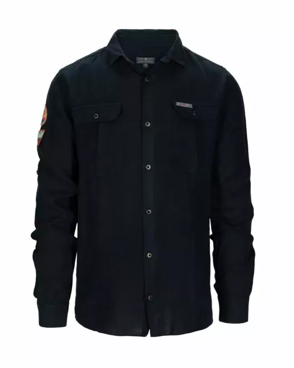 Amundsen Sports Amundsen Safari Linen Shirt Mens Faded Navy MSH58.2.590 Platou Sport 1