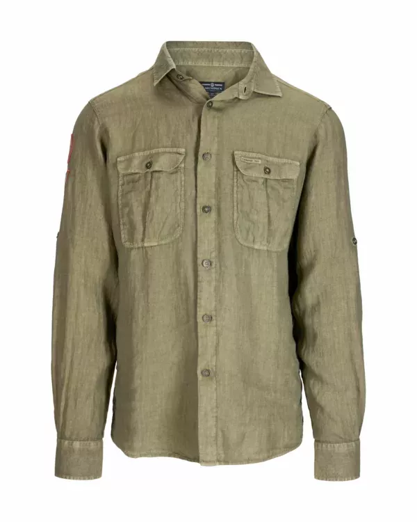 Amundsen Sports Amundsen Safari Linen Shirt Mens Olive Ash MSH58.2.407 Platou Sport 1