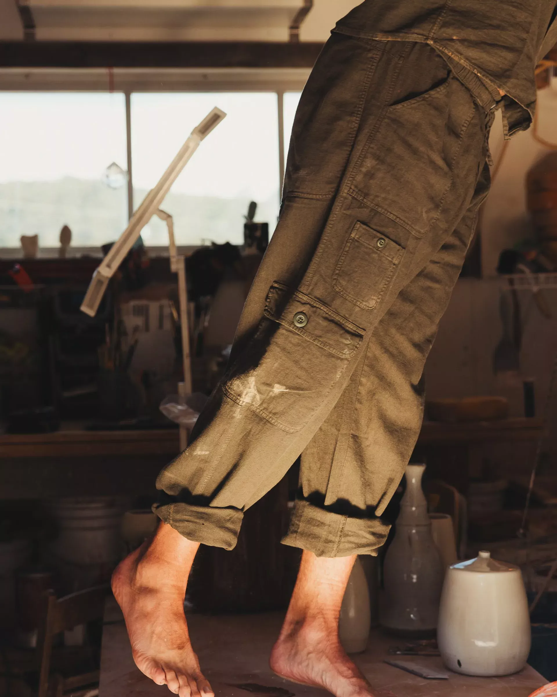 Amundsen Sports Amundsen Travellers Linen Pants Mens Olive MPA58.1.450 Platou Sport 1