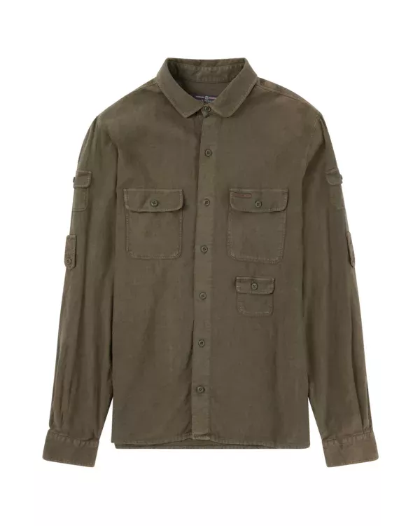 Amundsen Sports Amundsen Travellers Linen Shirt Mens Olive MSH69.1.450 Platou Sport 1
