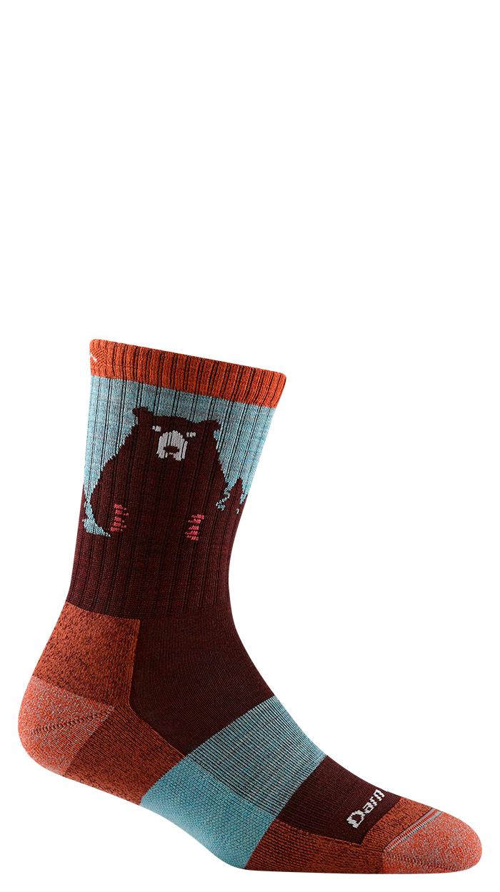 Darn Tough Darn Tough Bear Town Womens Micro Crew Lightweight Cushion Burgundy DT1970 Platou Sport 1