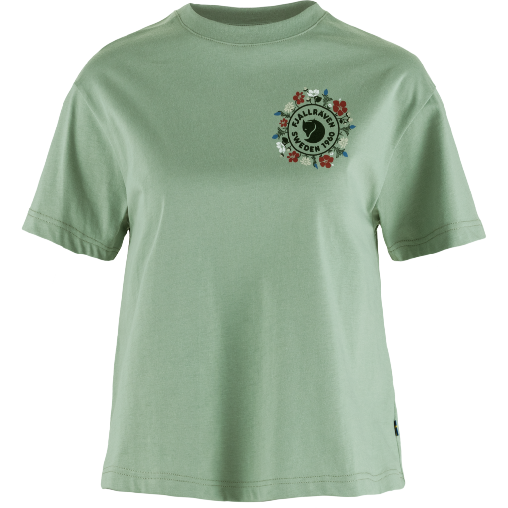 Fjällräven Fjällräven Fjällblomster Logo T-Shirt Womens Misty Green F14600213 Platou Sport 1