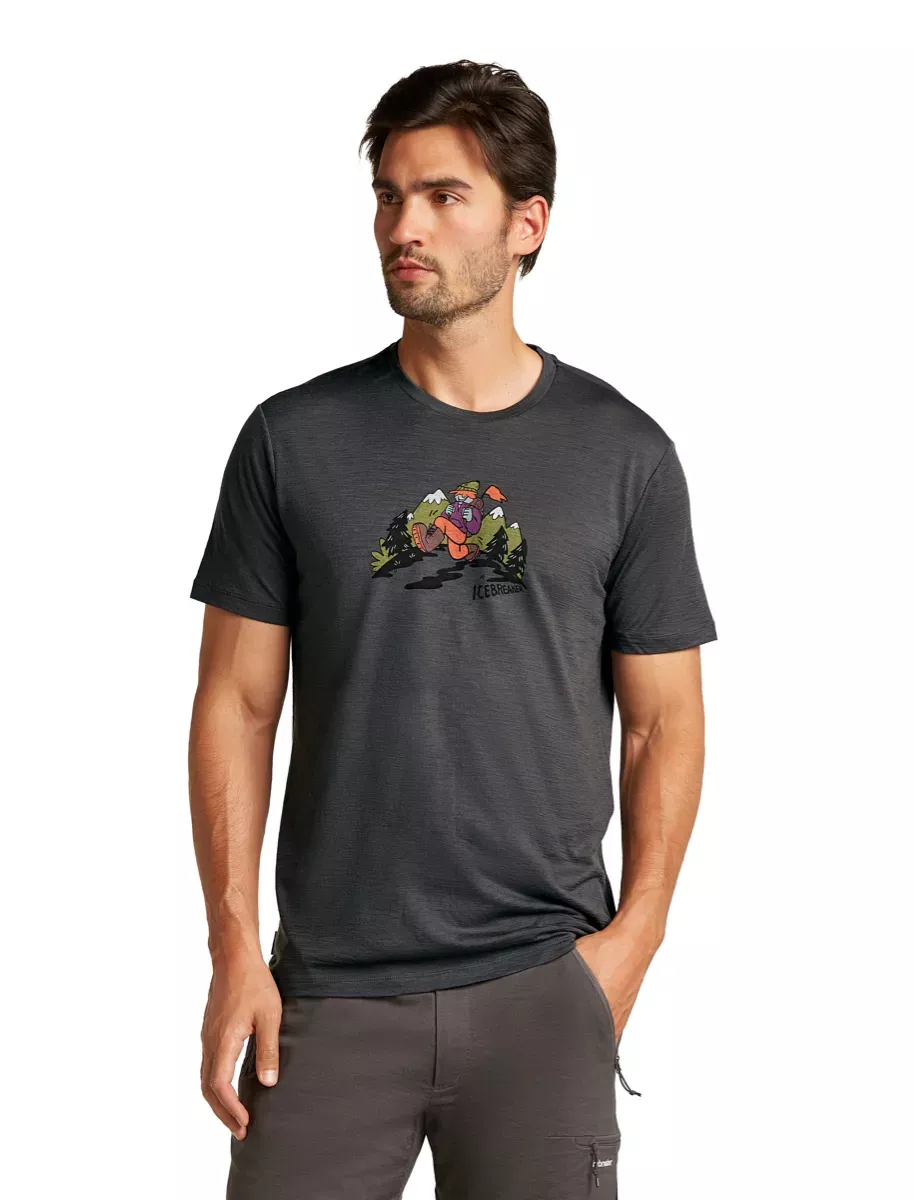 Icebreaker Icebreaker Mens Mer 150 Tech Lite Ss Tee Catch Me Outs Obsidian 0A576G Platou Sport 5