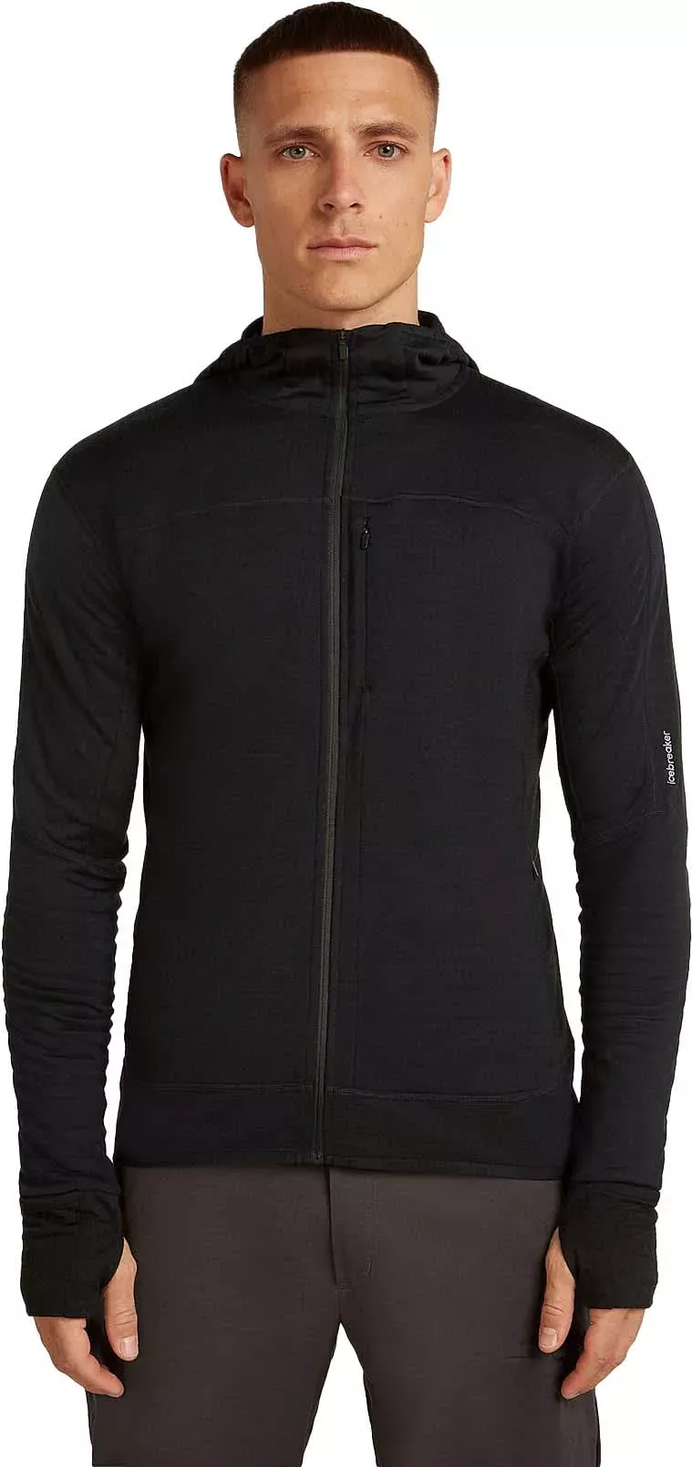 Icebreaker Icebreaker Mens Merino Blend 300 Realfleece™ Descender LS Zip Hoodie Black 0A57CQ Platou Sport 1