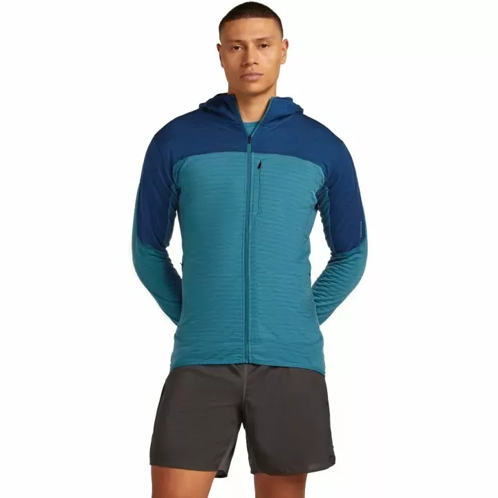 Icebreaker Icebreaker Mens Merino Blend 300 Realfleece™ Descender LS Zip Hoodie Topaz-Atlantis-Cb 0A57CQ Platou Sport 1