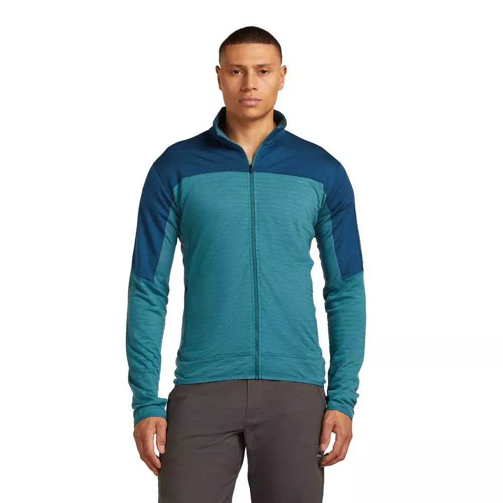Icebreaker Icebreaker Mens Merino Blend 300 Realfleece™ Descender LS Zip Topaz-Atlantis-Cb 0A57CP Platou Sport 1