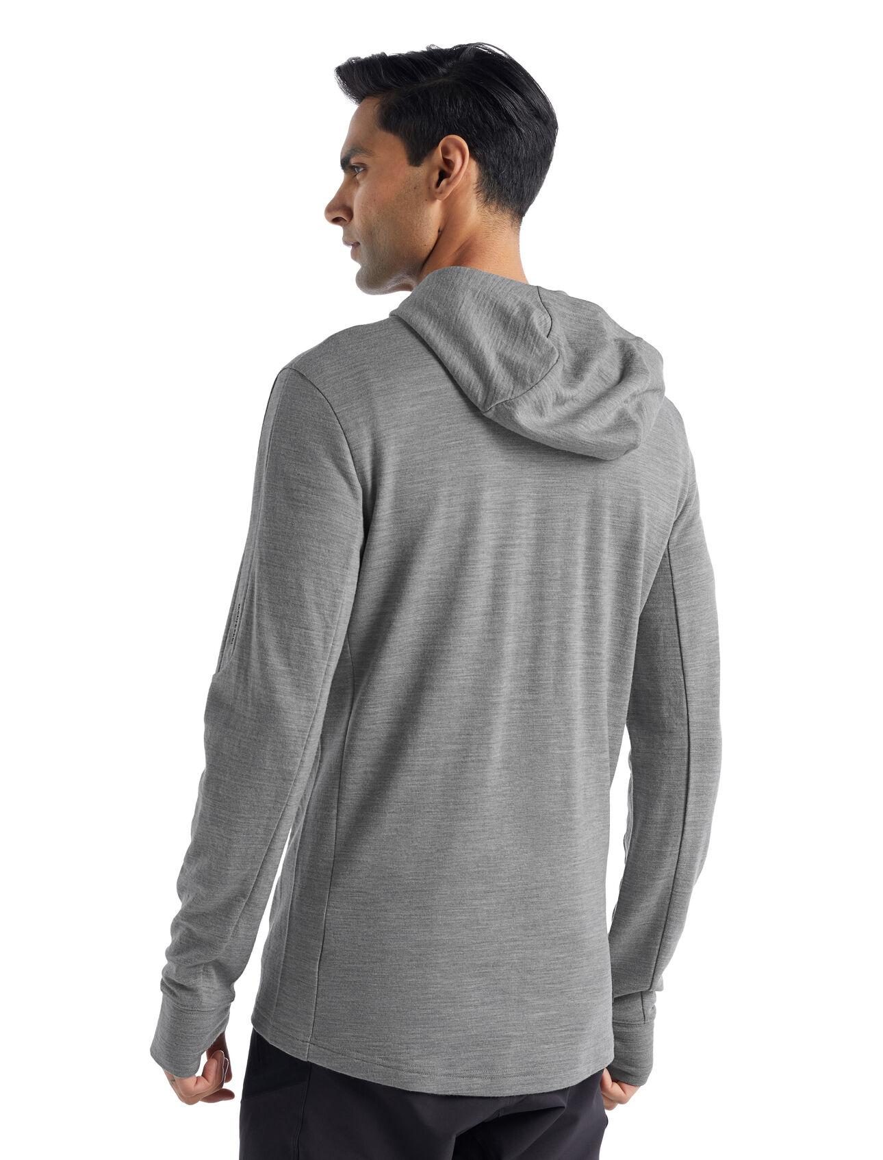 Icebreaker Mens Quantum Iii Ls Zip Hoodie Metro Hthr/Black 