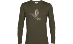 Icebreaker Mens Tech Lite Ii Ls Tee Skiing Yeti Loden