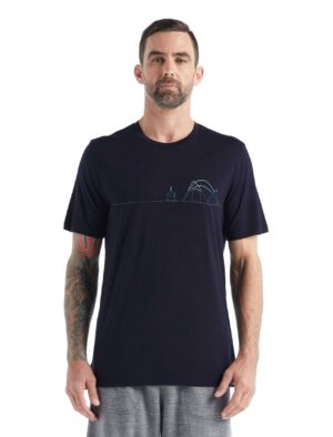 Icebreaker Mens Tech Lite Ii Ss Tee Single Line Camp Midnight Navy