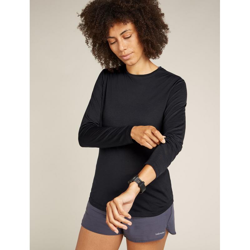 Icebreaker Icebreaker Womens Merino 125 Cool-Lite Sphere III Long Sleeve Tee Black 0A56ZN Platou Sport 1