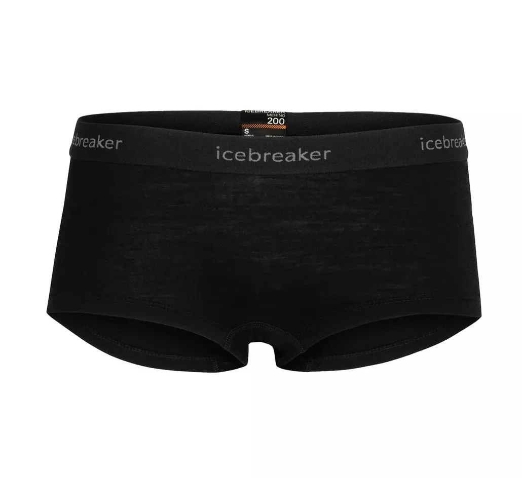 Icebreaker Icebreaker Womens Merino 200 Oasis Boy Shorts Black 104467 Platou Sport 1