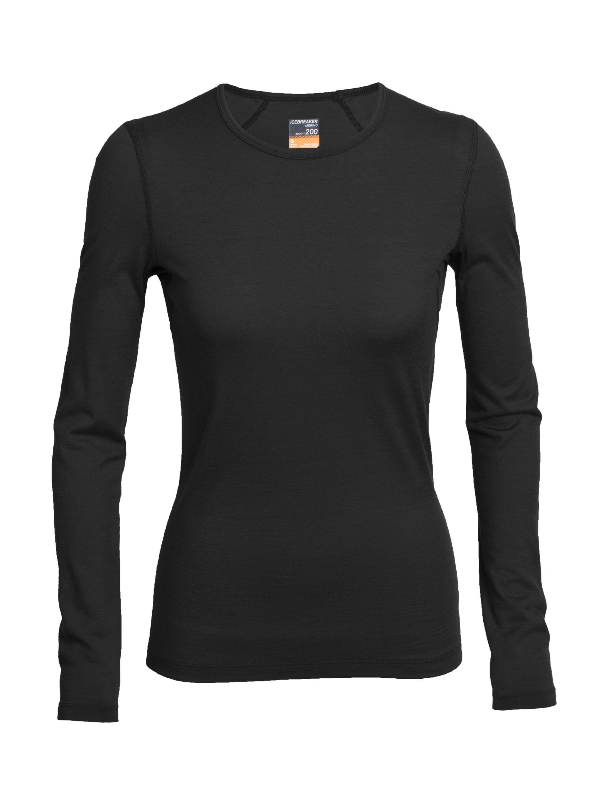 Icebreaker Icebreaker Womens Merino 200 Oasis LS Crewe Black 104375 Platou Sport 1