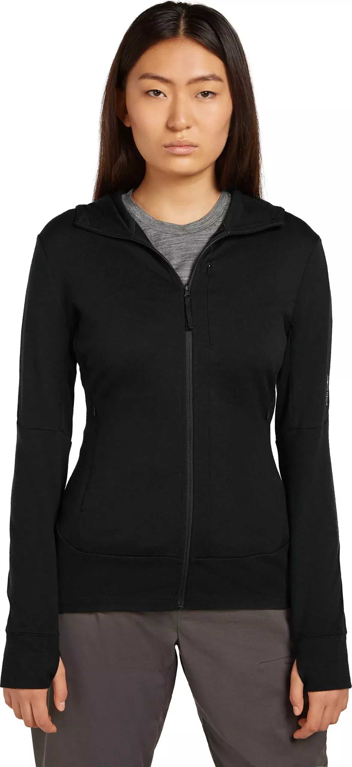 Icebreaker Icebreaker Womens Merino 260 Quantum IV LS Zip Hoodie Black BA56XR Platou Sport 1