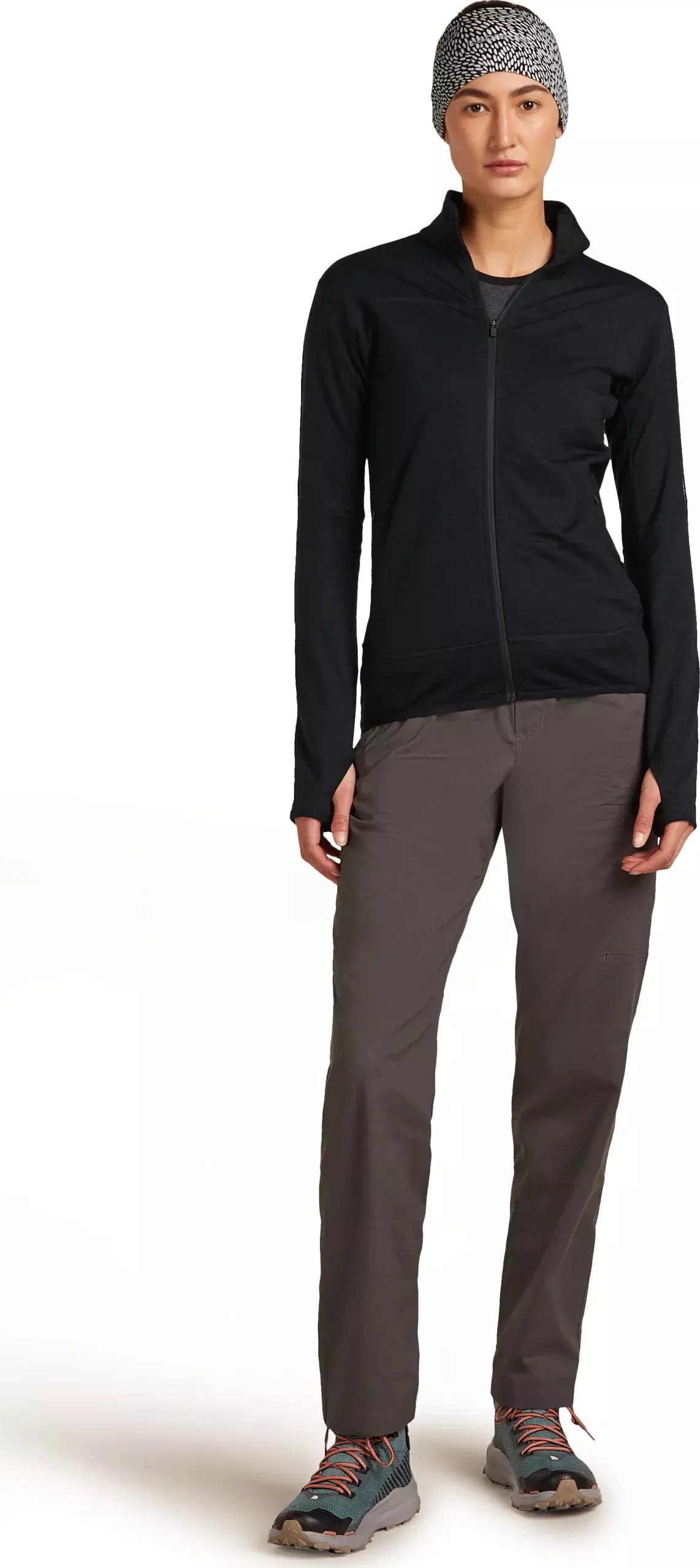 Icebreaker Icebreaker Womens Merino Blend 300 Realfleece™ Descender LS Zip Black 0A57CR Platou Sport 1