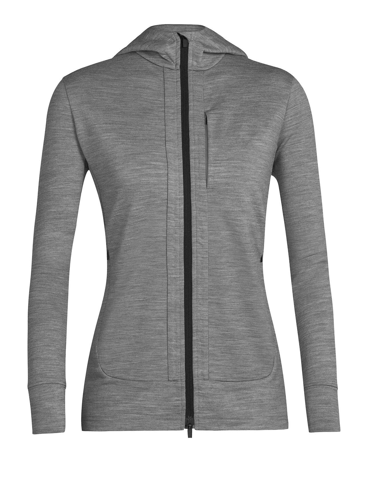 Icebreaker Icebreaker Womens Quantum Iii Ls Zip Hoodie Metro Hthr-Black 0A59JW Platou Sport 1