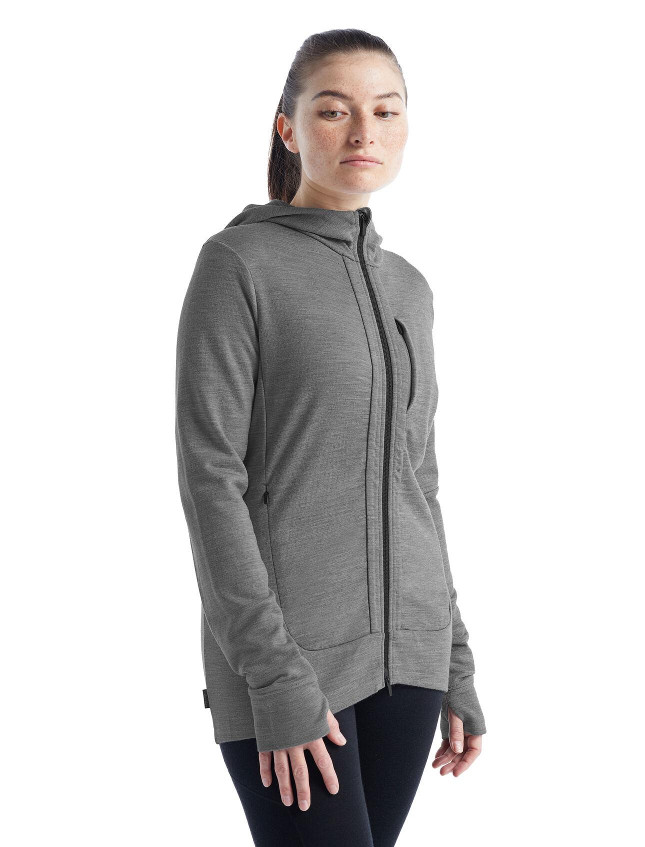 Icebreaker Icebreaker Womens Quantum Iii Ls Zip Hoodie Metro Hthr-Black 0A59JW Platou Sport 2