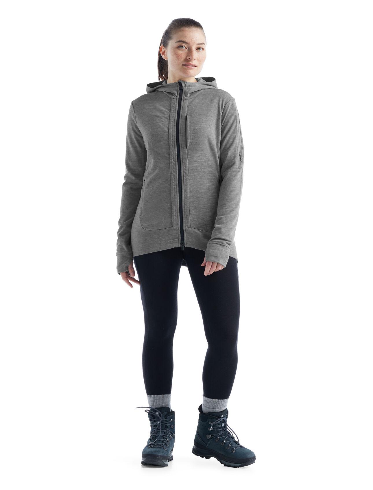 Icebreaker Icebreaker Womens Quantum Iii Ls Zip Hoodie Metro Hthr-Black 0A59JW Platou Sport 4