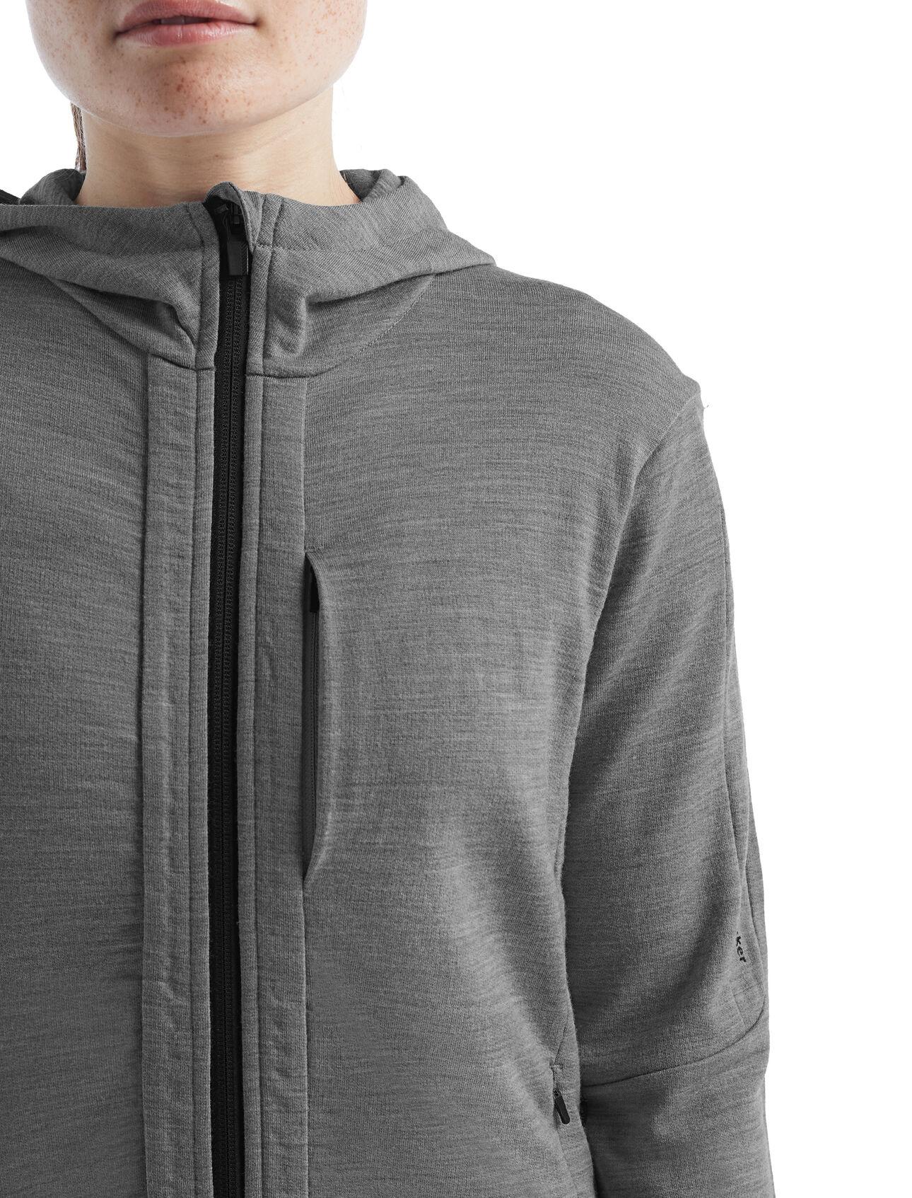Icebreaker Icebreaker Womens Quantum Iii Ls Zip Hoodie Metro Hthr-Black 0A59JW Platou Sport 6
