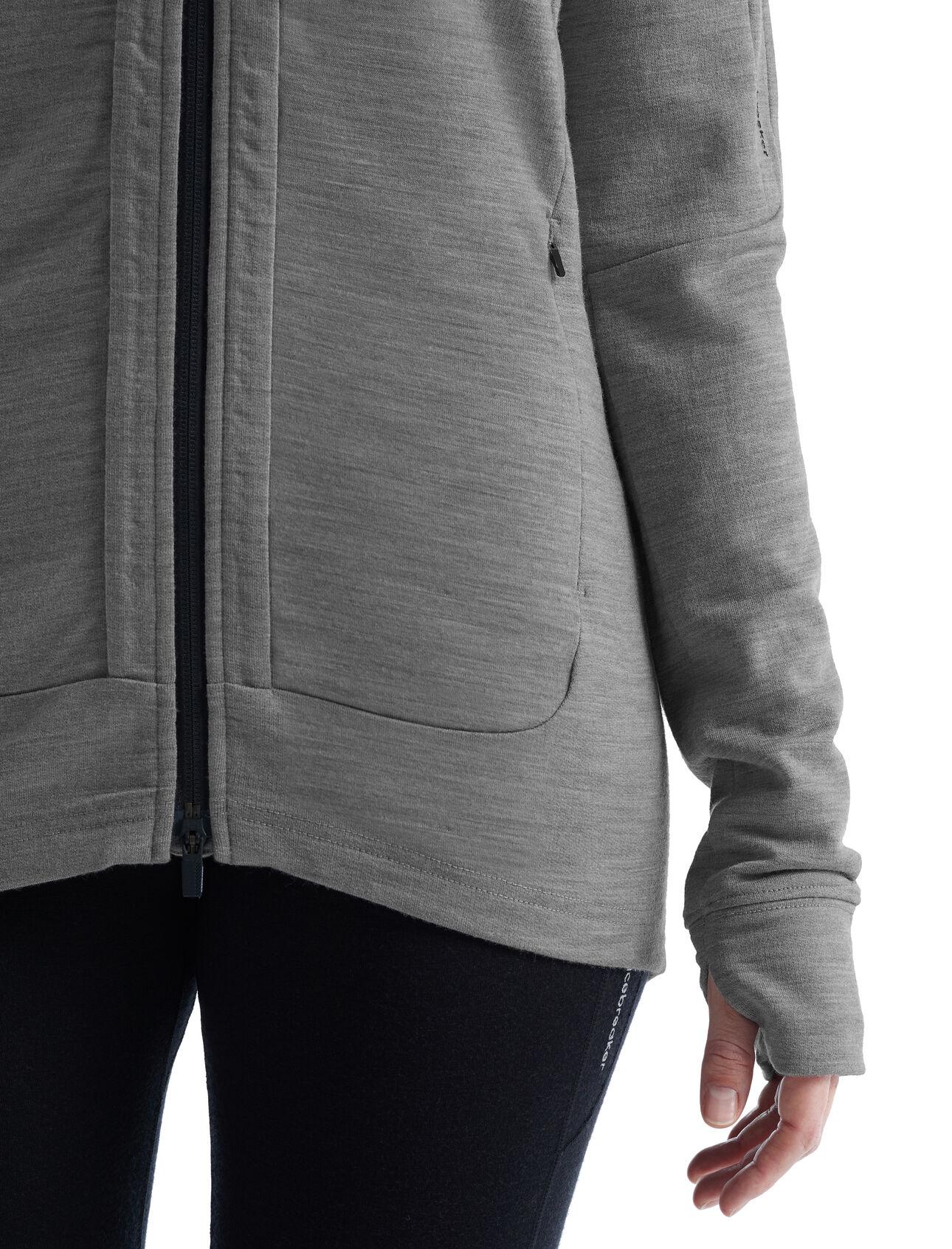 Icebreaker Icebreaker Womens Quantum Iii Ls Zip Hoodie Metro Hthr-Black 0A59JW Platou Sport 7