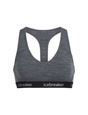 Icebreaker Womens Sprite Racerback Bra Gritstone Hthr/Black