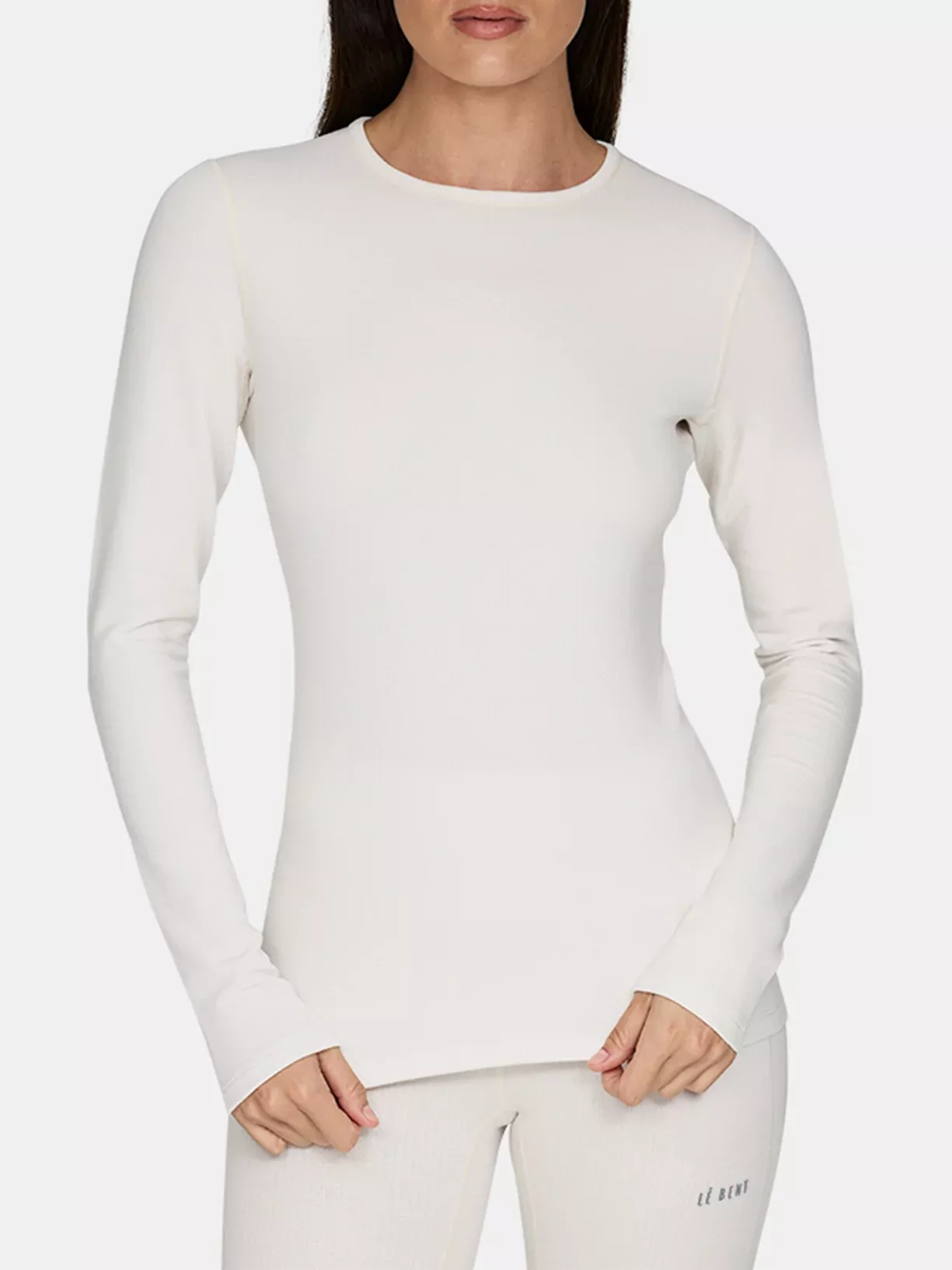 LeBent LeBent Womens Heavyweight Antarctic Grid Fleece Crew Pearl BT8123-113-M Platou Sport 1