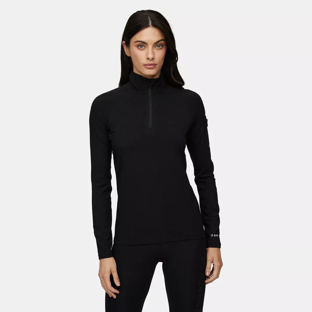 LeBent LeBent Womens Midweight 1-4 Zip Black BT3223-001-L Platou Sport 1