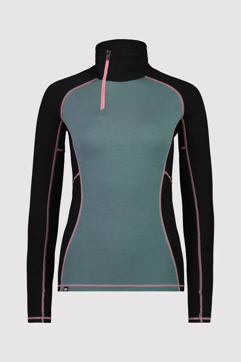 Mons Royale Mons Royale Olympus Half Zip Womens Burnt Sage-Black 100017-374 Platou Sport 1