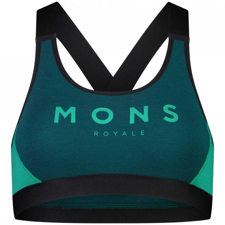 Mons Royale Mons Royale Stella X-Back Bra Womens Evergreen - Pop Green 100040-1169-739 Platou Sport 1