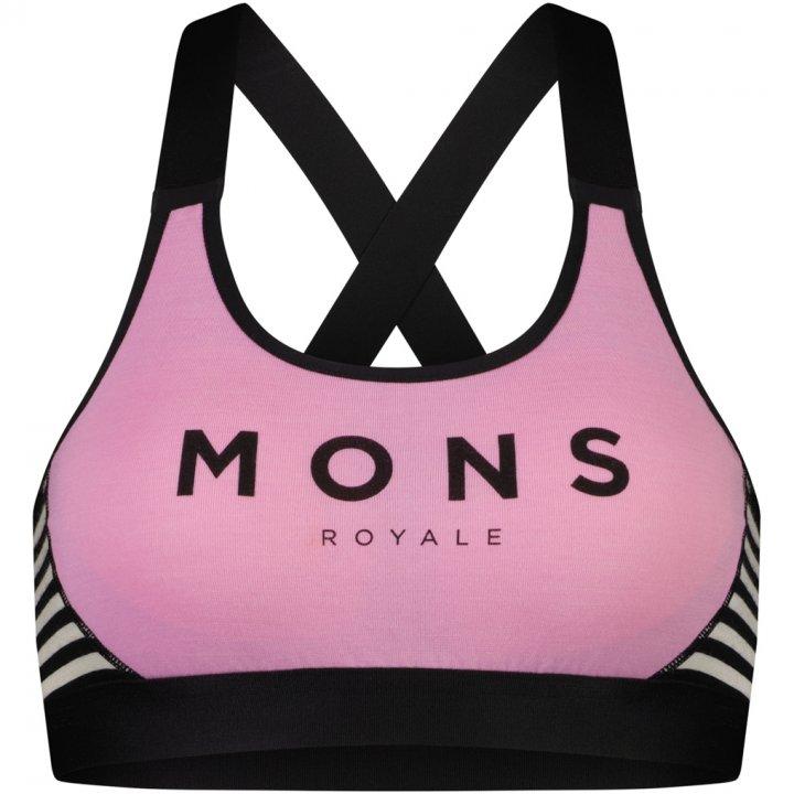 Mons Royale Mons Royale Stella X-Back Bra Womens Pink Stripe 100040-1169-738 Platou Sport 1