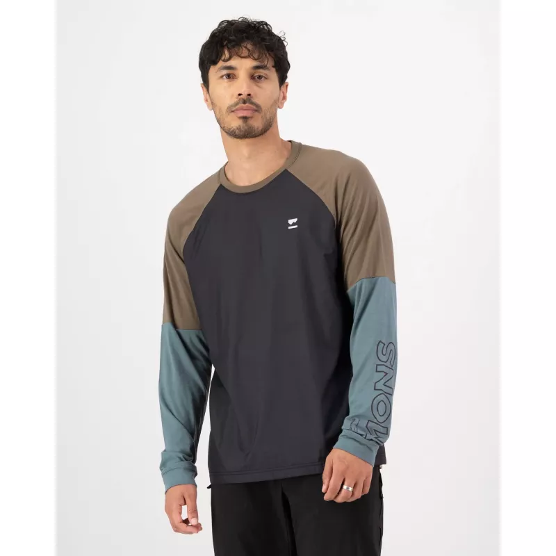 Mons Royale Mons Royale Tarn Merino Bike Wind Jersey Mens Goblin Blue-Walnut-Black Platou Sport 1