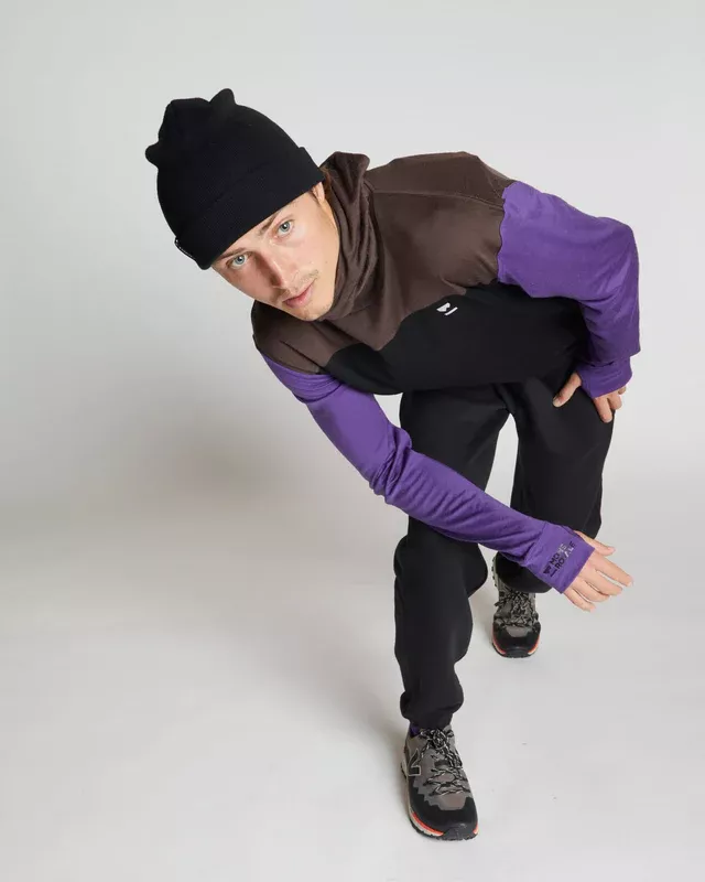 Mons Royale Mons Royale Yotei Powder Hood LS Mens Violet-Cedar-Black 100071-1169-833 Platou Sport 2