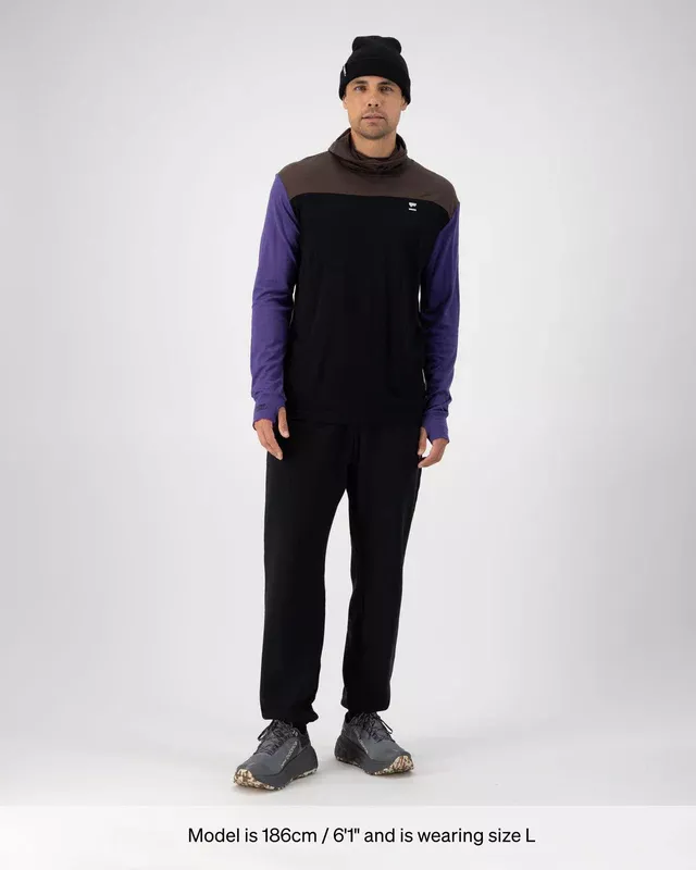 Mons Royale Mons Royale Yotei Powder Hood LS Mens Violet-Cedar-Black 100071-1169-833 Platou Sport 4