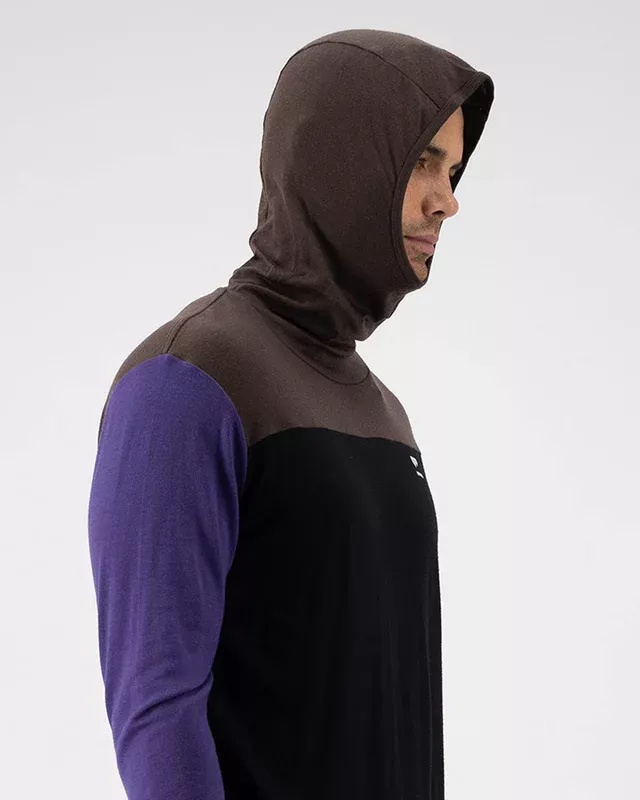 Mons Royale Mons Royale Yotei Powder Hood LS Mens Violet-Cedar-Black 100071-1169-833 Platou Sport 5