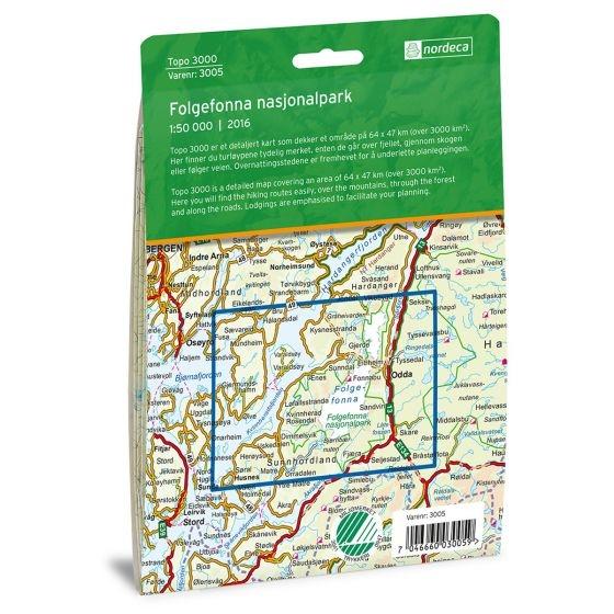 Nordeca Topo 3000 Turkart Folgefonna Nasjonalpark 1:50 000 3005 Platou Sport 1
