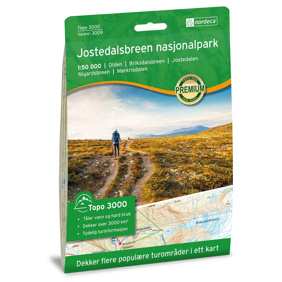Nordeca Topo 3000 Turkart Jostedalsbreen Nasjonalpark 1:50 000 3009 Platou Sport 1