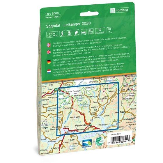 Nordeca Topo 3000 Turkart Sogndal-Leikanger 1:50 000 3041 Platou Sport 3
