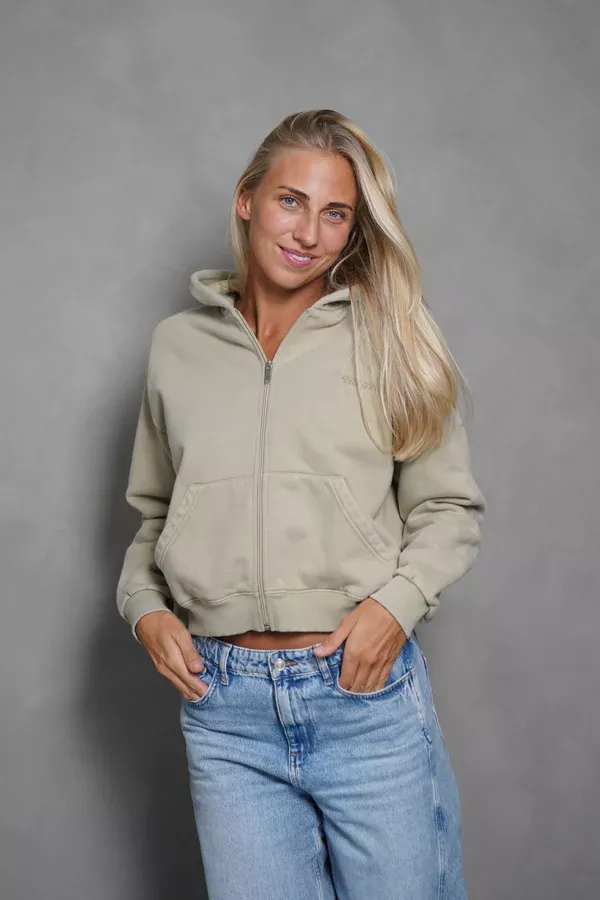 Pre Après Pre Après Washed Zip Hoodie Womens Dusty Green Platou Sport 6